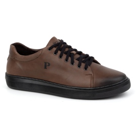 Polbut Herrenschuhe, Ledersneaker 2127, dunkelbraun 2
