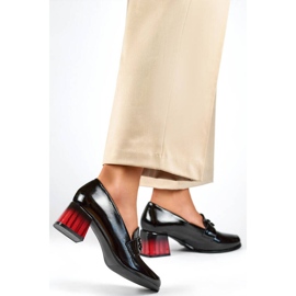 Damen-Lackschuhe mit Absatzverzierung, schwarz GD-FL479-B 1