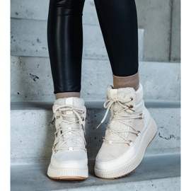 Hellbeige Stiefeletten mit dickerer Sohle, Rosemarie 1