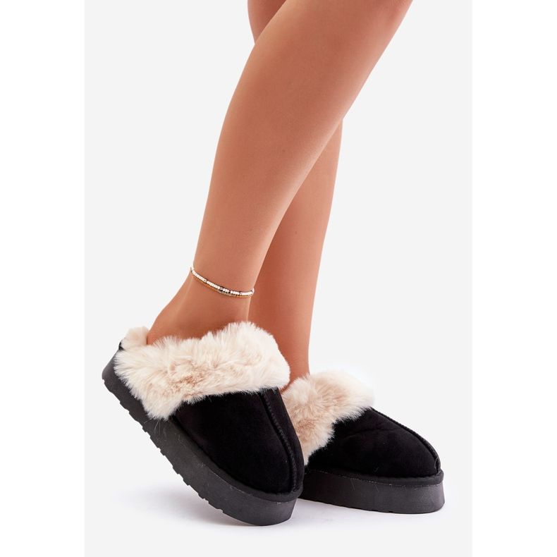 Schwarze Doriola Damen-Schneestiefel mit dicker Sohle und Fell 1