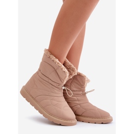 Damen-Schneestiefel mit Kordelzug, isoliert mit Pelz-Schaffell-Beige Vamidra 1