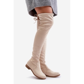 Erynn Overknee-Stiefel mit flachem Absatz aus Öko-Wildleder, beige Linnithia 1