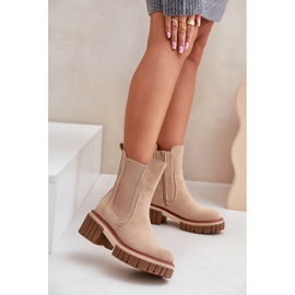Beige isolierte Chelsea-Stiefel mit Reißverschluss von Linneviae 2