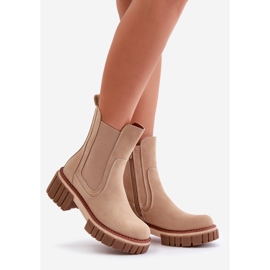 Beige isolierte Chelsea-Stiefel mit Reißverschluss von Linneviae 1