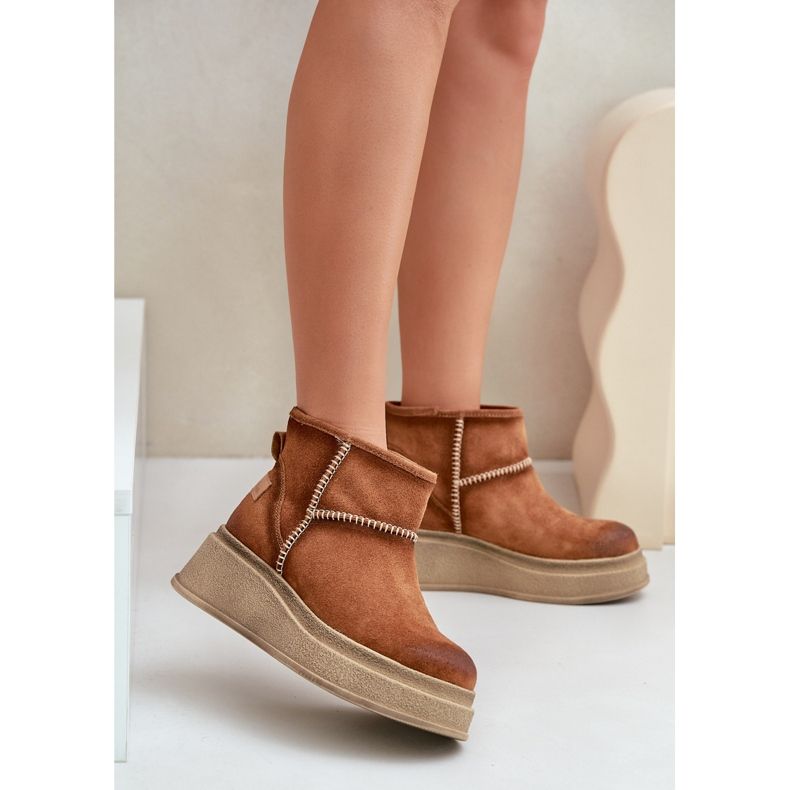 Leder-Wildleder-Schneestiefel mit Plateau und Keilabsatz Braun Maciejka 06769-29 Braun 2