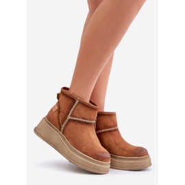 Leder-Wildleder-Schneestiefel mit Plateau und Keilabsatz Braun Maciejka 06769-29 Braun 1