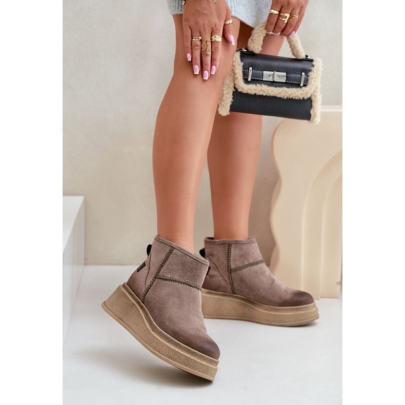 Leder-Wildleder-Schneestiefel mit Plateau und Keilabsatz Maciejka 06769-02 Dunkelbraun 2