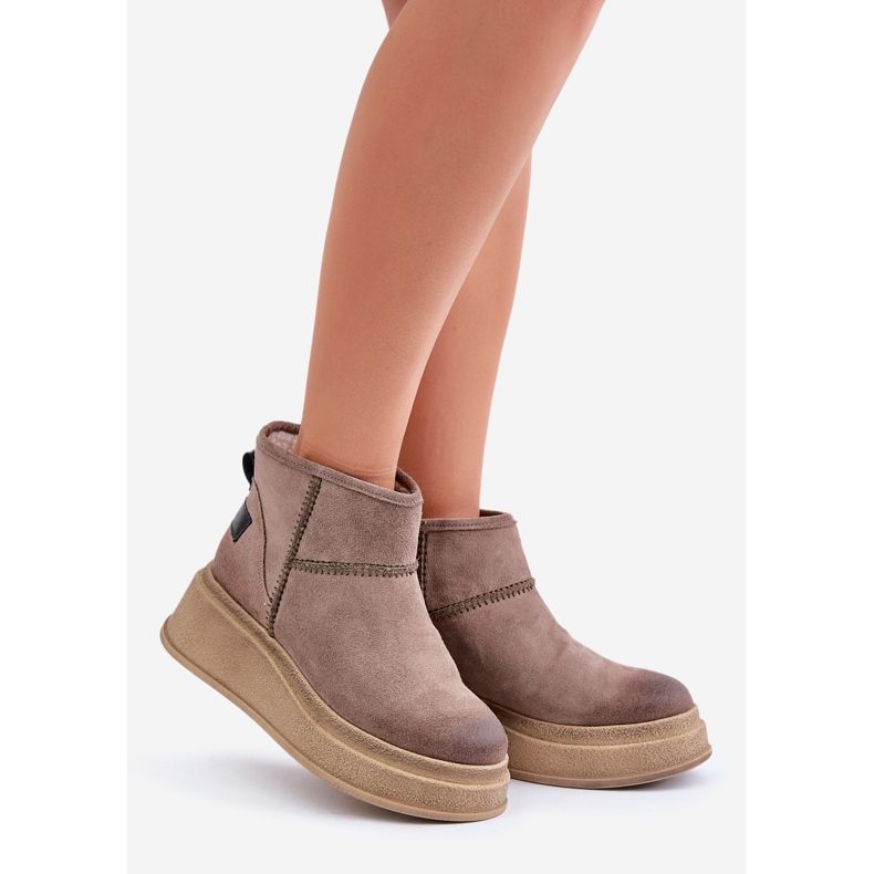 Leder-Wildleder-Schneestiefel mit Plateau und Keilabsatz Maciejka 06769-02 Dunkelbraun 1