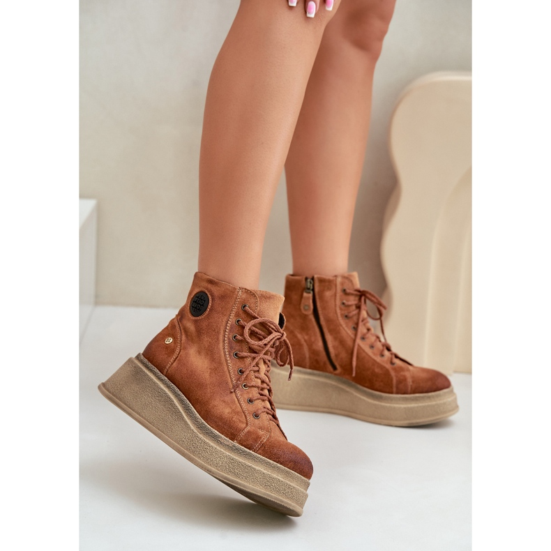 Wildleder-Stiefeletten auf massivem Plateau Maciejka 06309-29 Braun 2