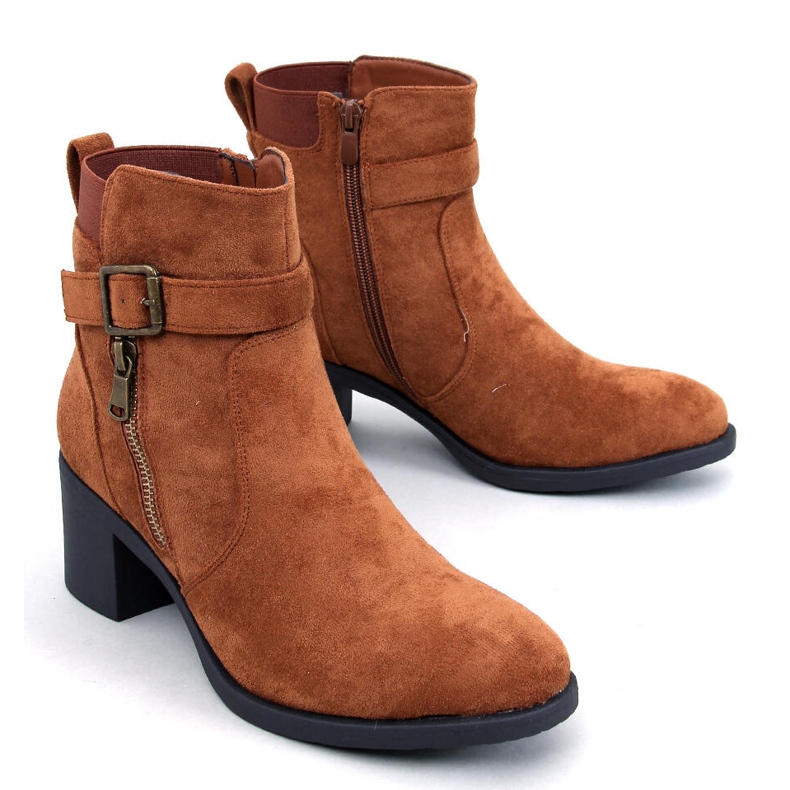 Klassische Irving Camel-Stiefeletten mit hohem Absatz braun 1