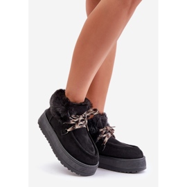 Niedrige Plateau-Schneestiefel für Damen mit Fell, Schwarz Neathren 1