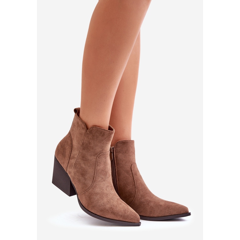 Isolierte Cowboystiefel aus Öko-Wildleder mit Reißverschluss, braunes Virtris 1