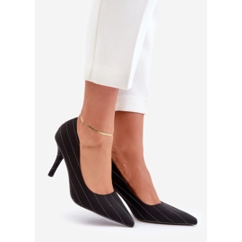 Schwarze Tifidra High Heels aus gestreiftem Stoff für Damen 1