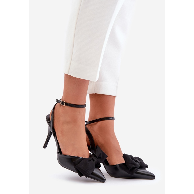 High Heels aus Öko-Leder mit Schleife, Black Volamia schwarz 1