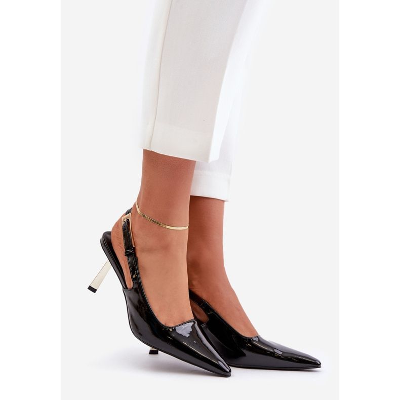 Lack-High-Heels mit offenem Absatz, Black Filona schwarz 1