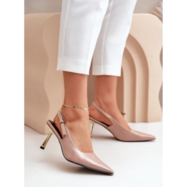 Lack-High-Heels mit offenem Absatz, Beige Filona 2