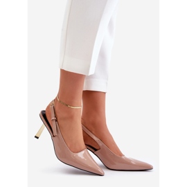 Lack-High-Heels mit offenem Absatz, Beige Filona 1