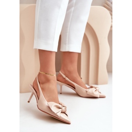 Emirenna High Heels aus Öko-Leder in Beige mit Schleife 2