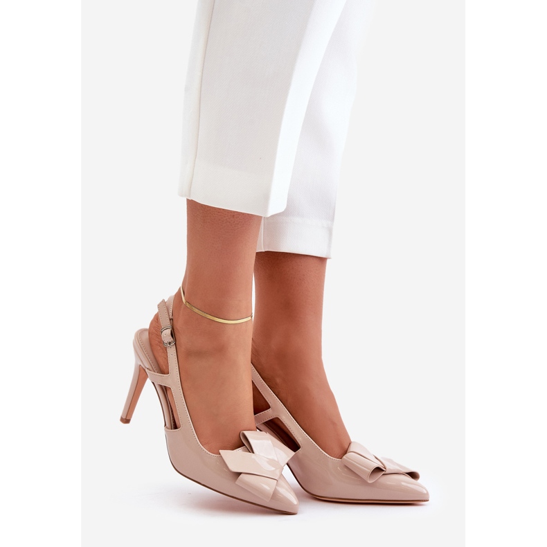 Lack-High-Heels mit offenem Absatz, Beige Auroravia 1