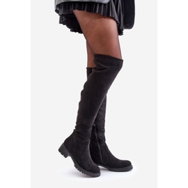 Flache Overknee-Stiefel Schwarz Filora 1