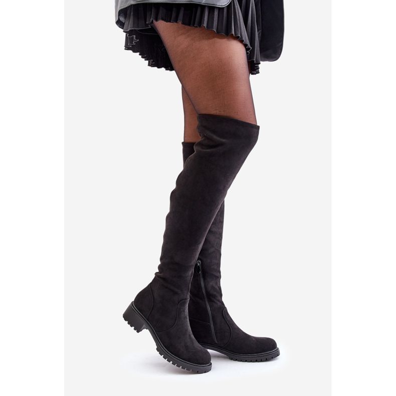 Flache Overknee-Stiefel Schwarz Filora 1