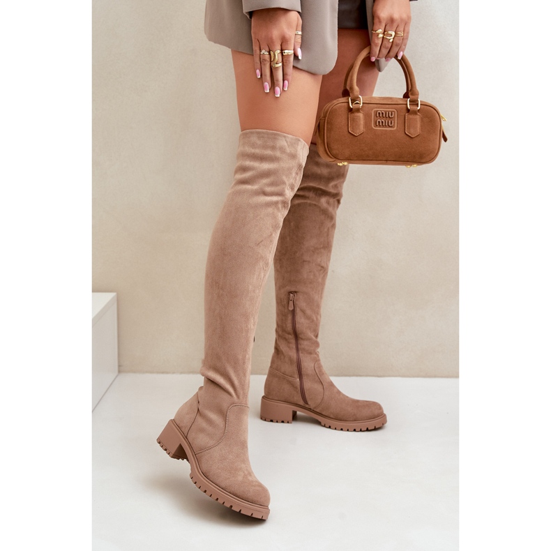 Beige flache Overknee-Stiefel Filora 2