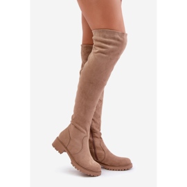 Beige flache Overknee-Stiefel Filora 1