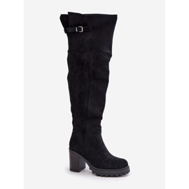 Schwarze Niaviera isolierte Overknee-Stiefel mit hohem Absatz 4