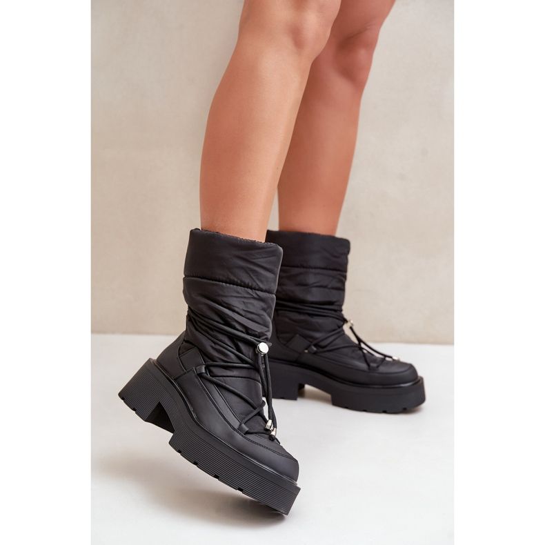 Schwarze Seandriel Damen-Schneestiefel mit Plateau und flachem Absatz 2