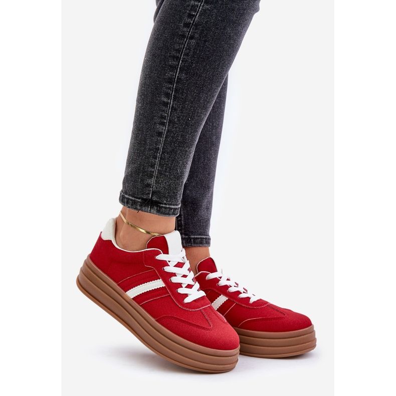 Dravinnia Damen-Plateau-Sneakers Rot 1