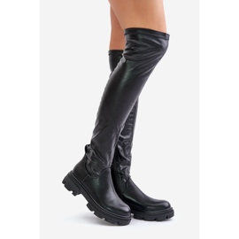 Flache Overknee-Stiefel mit Pemeriana-Kette schwarz 3