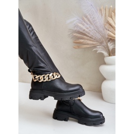 Flache Overknee-Stiefel mit Pemeriana-Kette schwarz 7