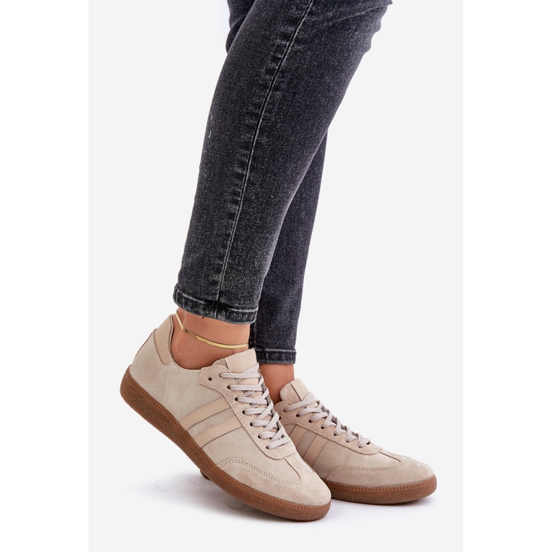 Zazoo N1068 Wildleder-Low-Sneaker für Damen, Beige 1
