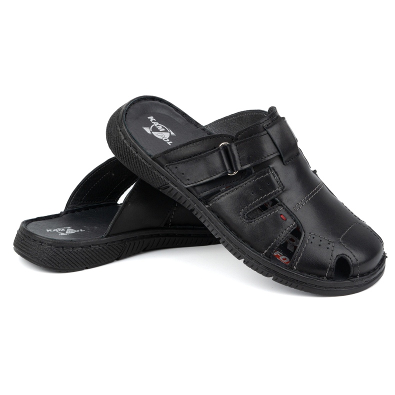 Herren-Lederhausschuhe KAMPOL Polskie Stogie 221KAM schwarz 2