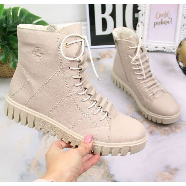 Rieker W RKR279C isolierte Plateaustiefel, beige 2