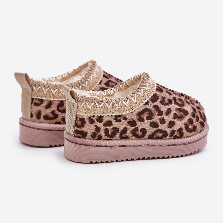 Kinder-Schneestiefel mit Leopardenmuster auf der Plattform, warm mit Fell, braun Vilabria beige 1