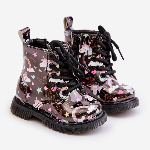 Isolierte Kinderstiefel mit Reißverschluss Unicorns Black Tiptop schwarz 1