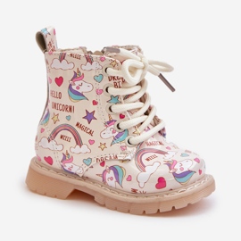 Isolierte Kinderstiefel mit Reißverschluss Einhörner Beige Tiptop 8
