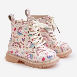 Isolierte Kinderstiefel mit Reißverschluss Einhörner Beige Tiptop 1