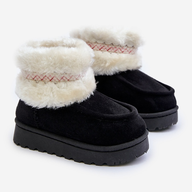 Kinder-Schneestiefel mit Fell und Muster, Black Melefia schwarz 1