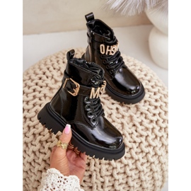 Mädchenstiefel aus Lackleder mit Zierriemen, schwarzer Gilian 4