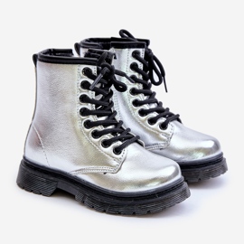 Isolierte Mädchenstiefel, Lacksilber, mit Reißverschluss, Novita 1