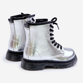 Isolierte Mädchenstiefel, Lacksilber, mit Reißverschluss, Novita 2