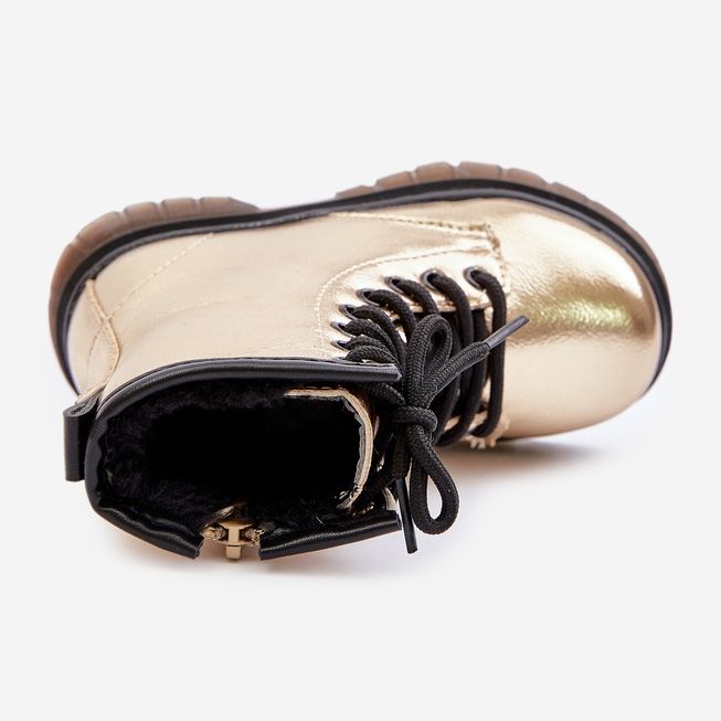Isolierte Mädchenstiefel mit Lackreißverschluss, Gold Novita golden 2