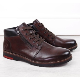 Bequeme, mit Wolle isolierte Lederstiefel Rieker M RKR625 braun 1
