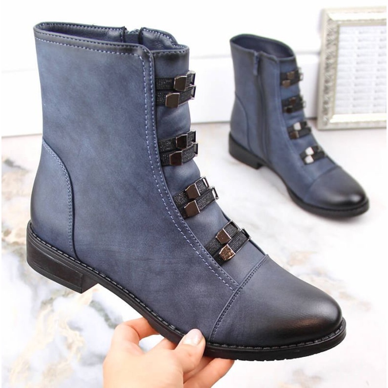 Isolierte Stiefeletten mit flachem Absatz Jezzi W JEZ260C, blau 1