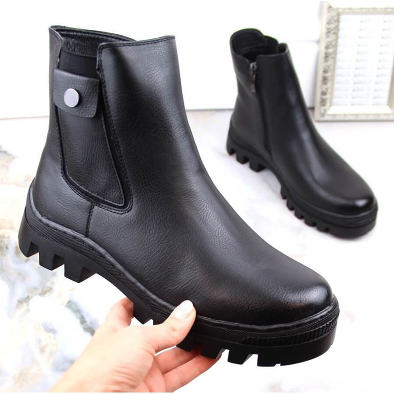 Potocki W WOL186 isolierte Stiefeletten mit Tasche, schwarz 1