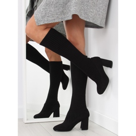Schwarze Sock Boots mit schwarzem Schaft 1