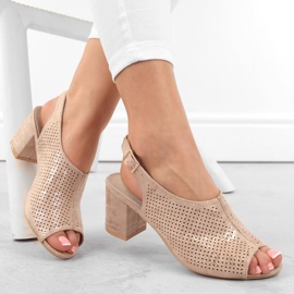 Potocki W WOL156C Wildleder-Sandalen mit hohen Absätzen, Beige 2