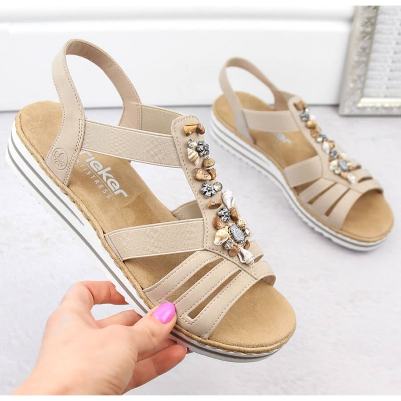 Bequeme Rieker W RKR680 beige Sandalen 2
